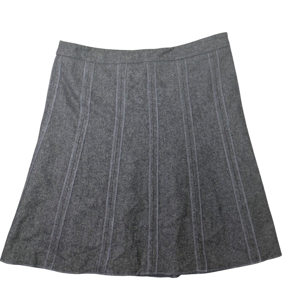 Preppy Dark Academia Wool Blend Panel Skirt Womens 14 Gray Office A Line